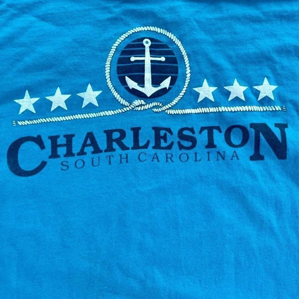 Vintage single stitch t shirt Charleston South Carolina Hanes blue men’s L - Picture 3 of 5